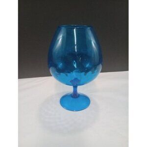 Vintage 8 In Empoli Blue  Aqua Footed Glass  Brandy Snifter/Vase